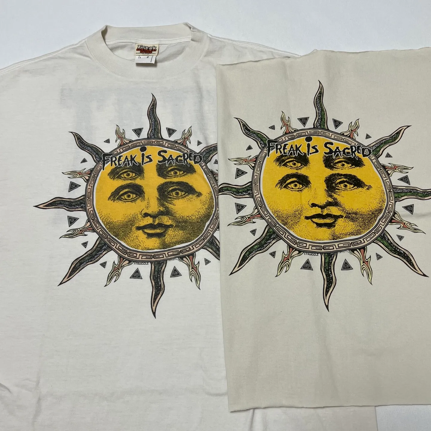 Printing sample comparison CACTUS PLANT FLEA MARKET x SAINT Mxxxxxx SUN SS TEE/WHT CPFM joint model Four-eye sun printed short sleeves off-white S-XL